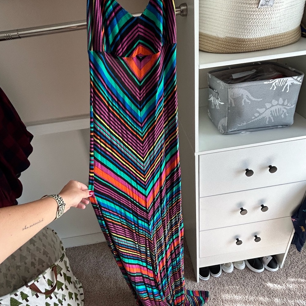 Pretty Rebellious Multicolor Halter Striped Dress